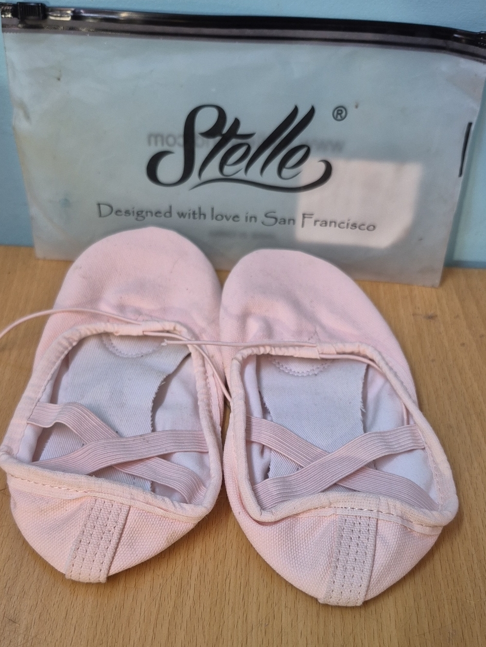 Stelle Light Pink Ballet Slippers with Cross Elastic Straps